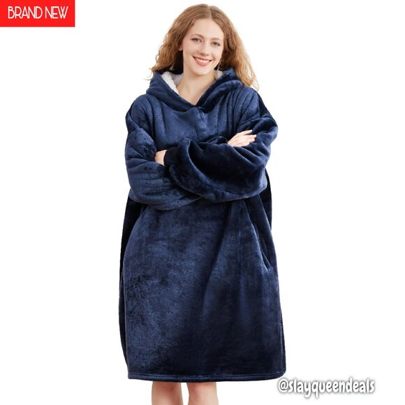 Oversized Sherpa Wearable Blanket Hoodie for Adults & Teens, Cozy Gift - Picture 1 of 8